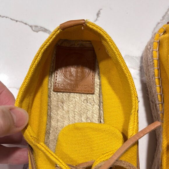 Tory Burch | Women’s Yellow Espadrilles Boat Shoes Jute Size 7 - Picture 10 of 13